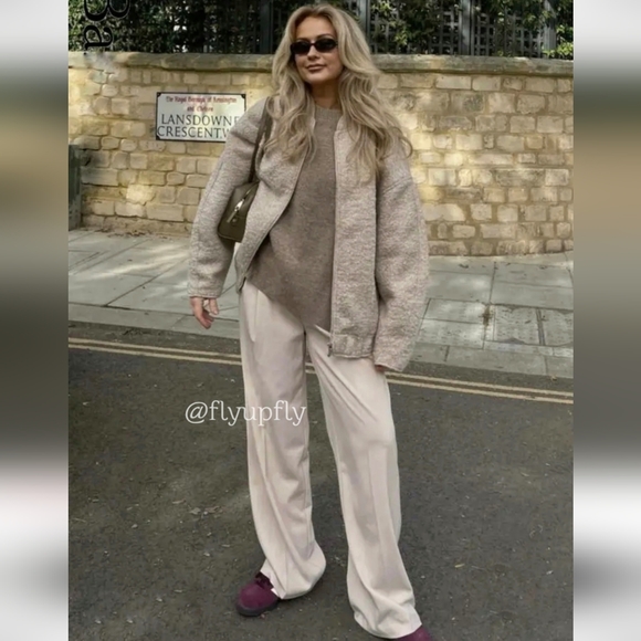 Zara * Oversized Long Bomber Jacket Cream - Picture 14 of 17